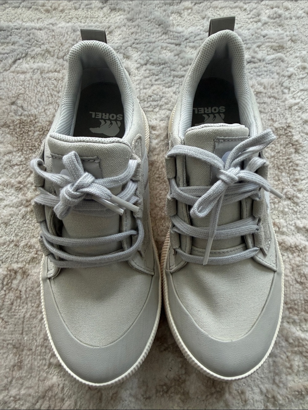 Sorel Women’s Waterproof Light Gray Canvas Lace-Up Sneakers